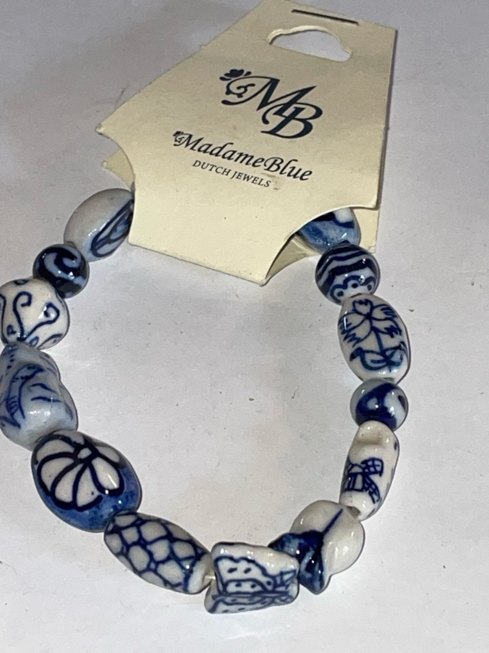 Blue and White Delft-Style Bead Bracelet